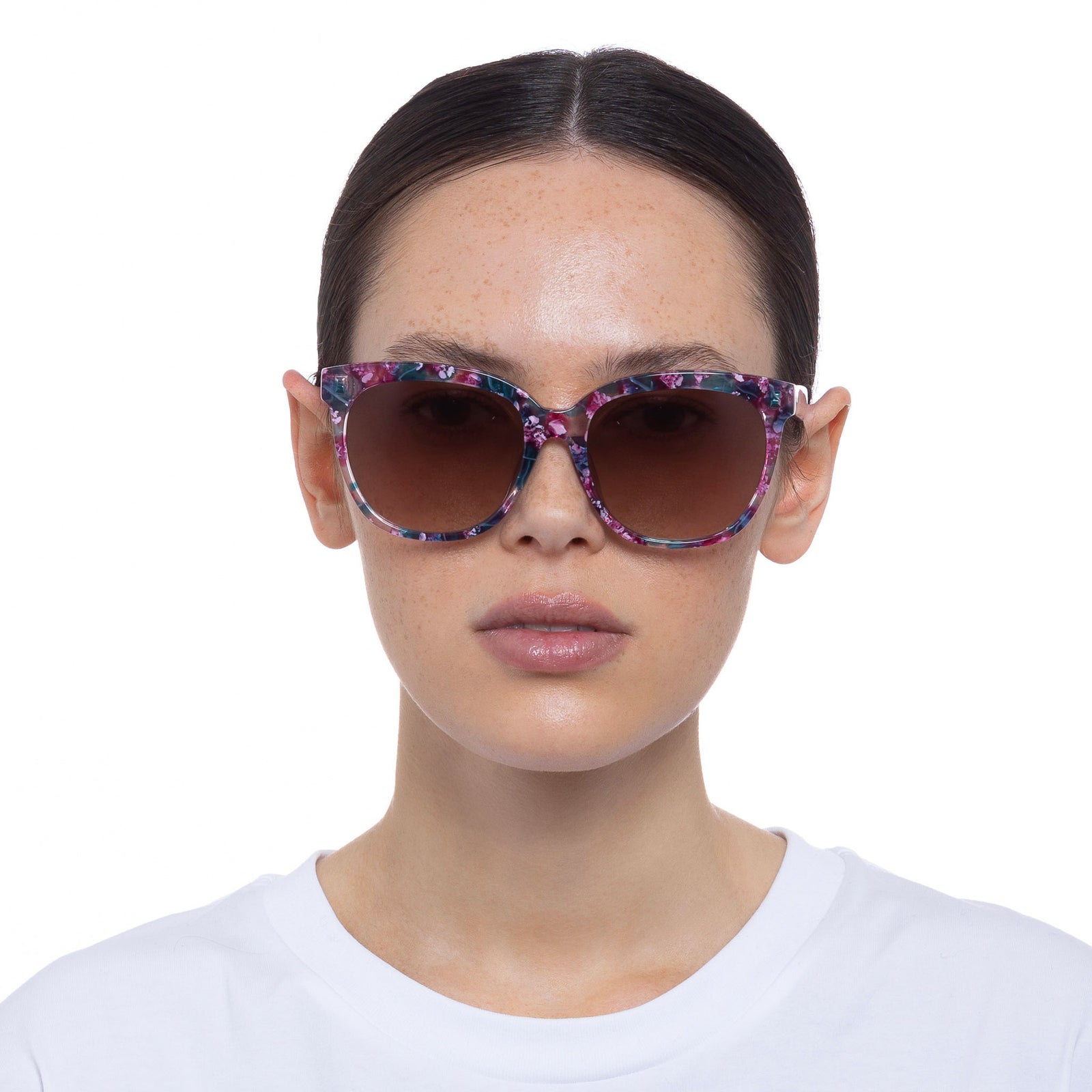 Oh Snap Berry Travertine Female Square Sunglasses | Le Specs