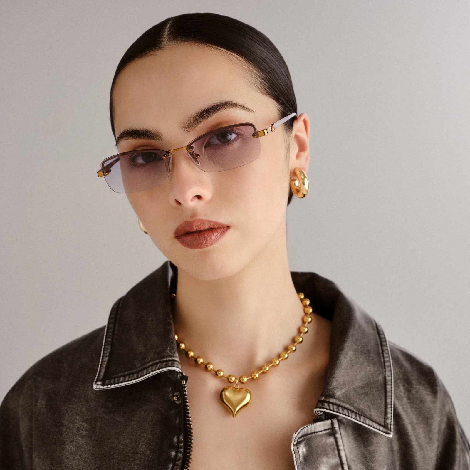 Enigmatic Antique Gold Dark Tort Female Rectangle Sunglasses | Le Specs