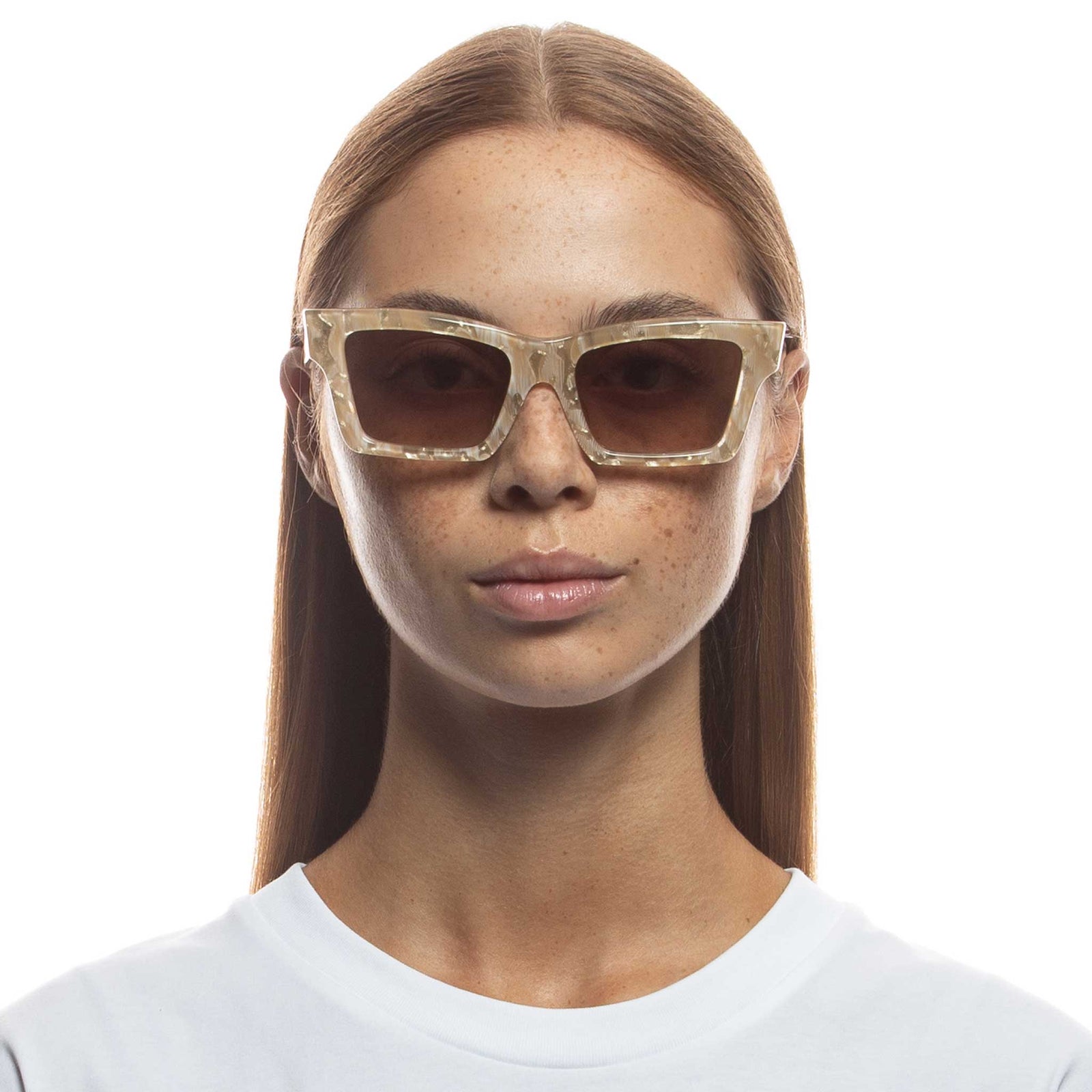 Hero Alt Fit Gold Seashell Female Cat-Eye Sunglasses | Le Specs