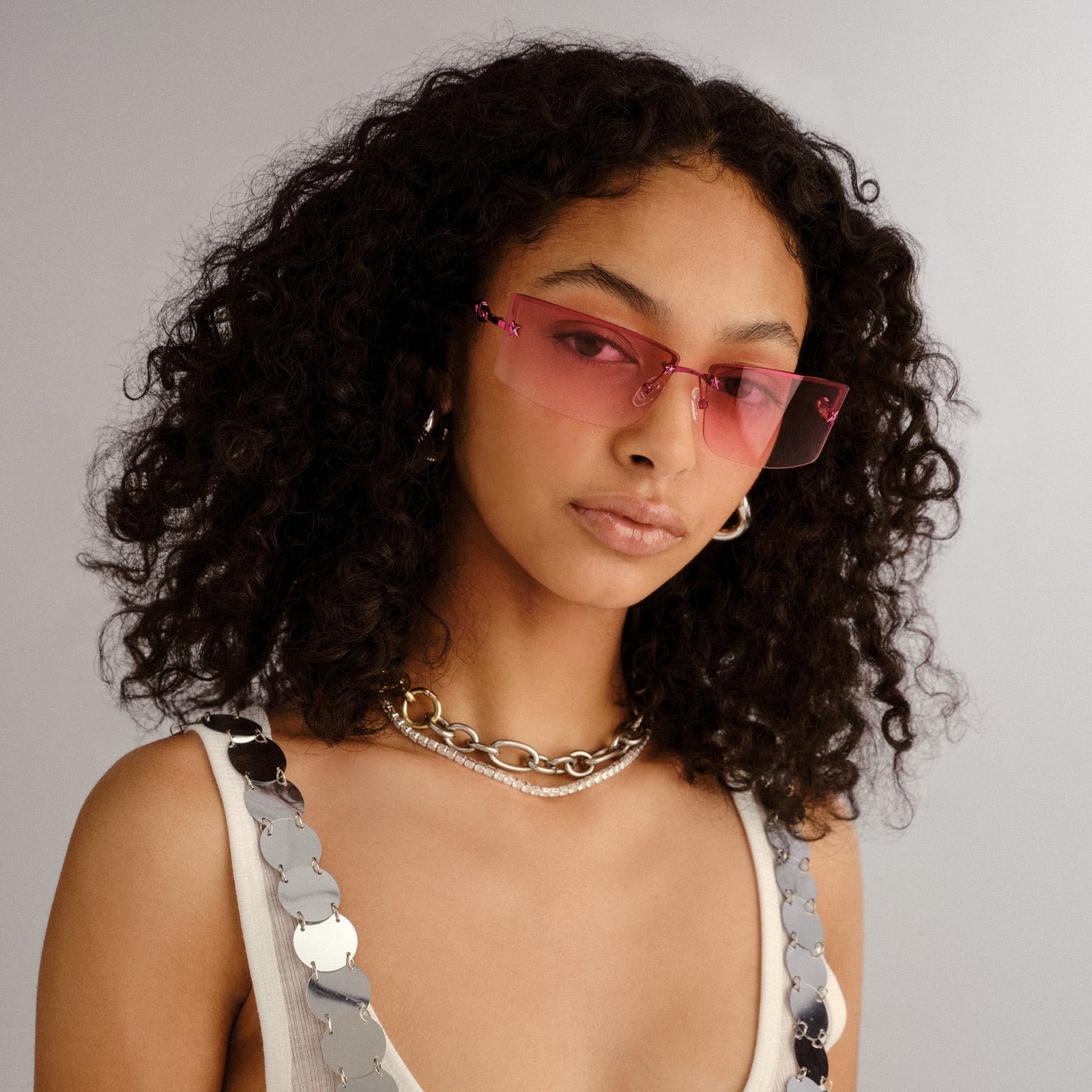 Alien Pink Chrome Uni-Sex Rectangle Sunglasses | Le Specs