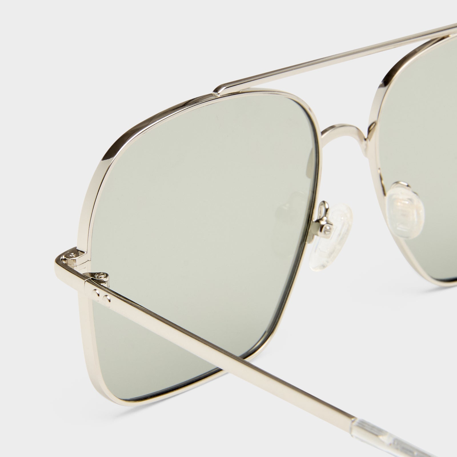 Civelle Bright Silver Crystal Clear Female Aviator Sunglasses | Le Specs