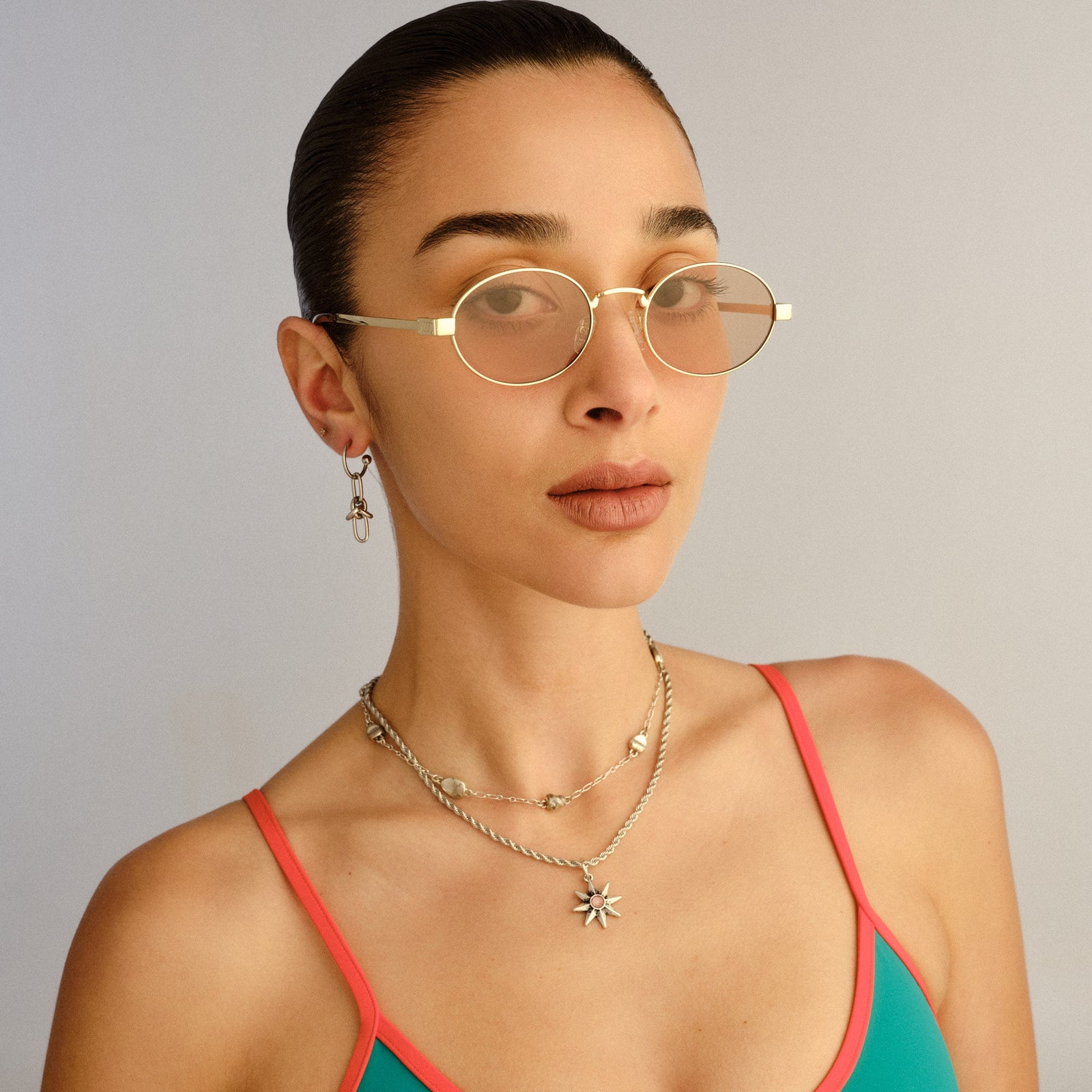 Poseidon Deux Gold Uni-Sex Oval Sunglasses | Le Specs