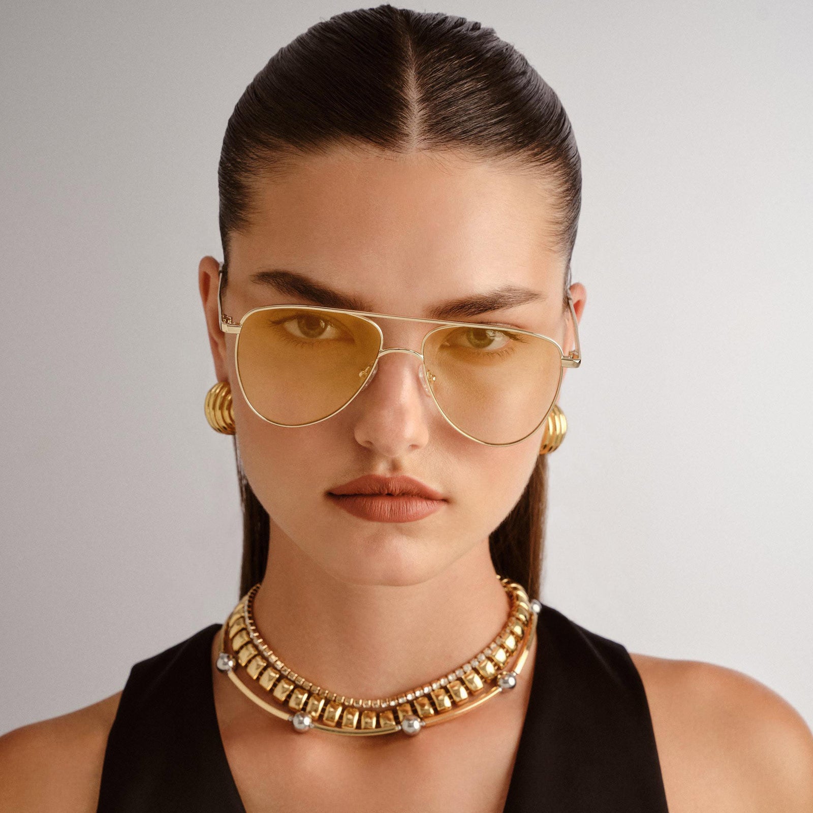 The Duke Gold Female Aviator Sunglasses | Le Specs