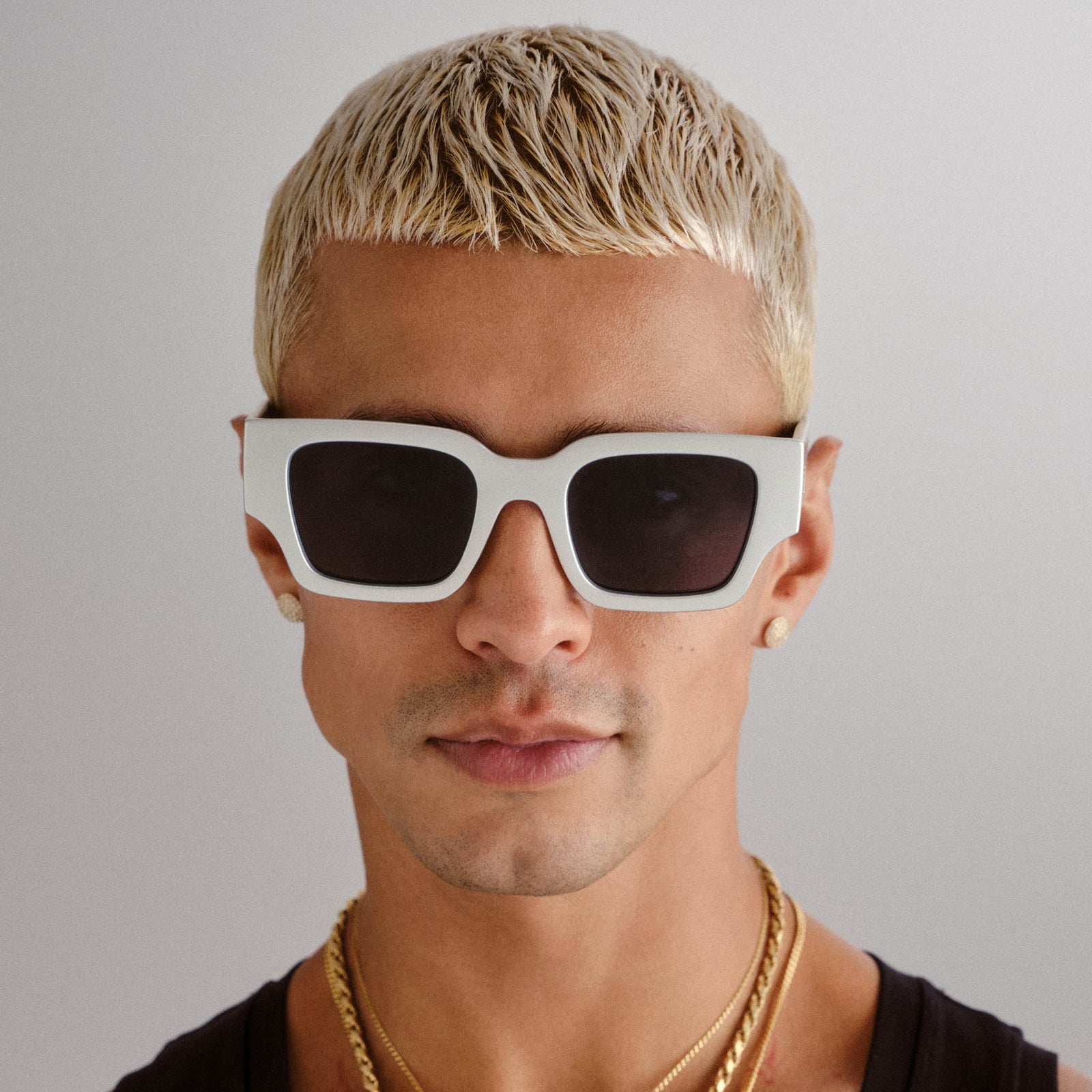 Atlantis Matte Silver Uni-Sex Rectangle Sunglasses | Le Specs