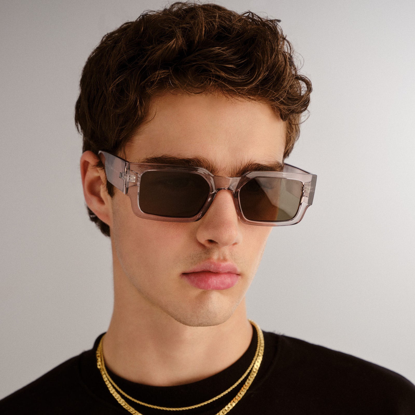 Contemplation Graphite Uni-Sex Rectangle Sunglasses | Le Specs