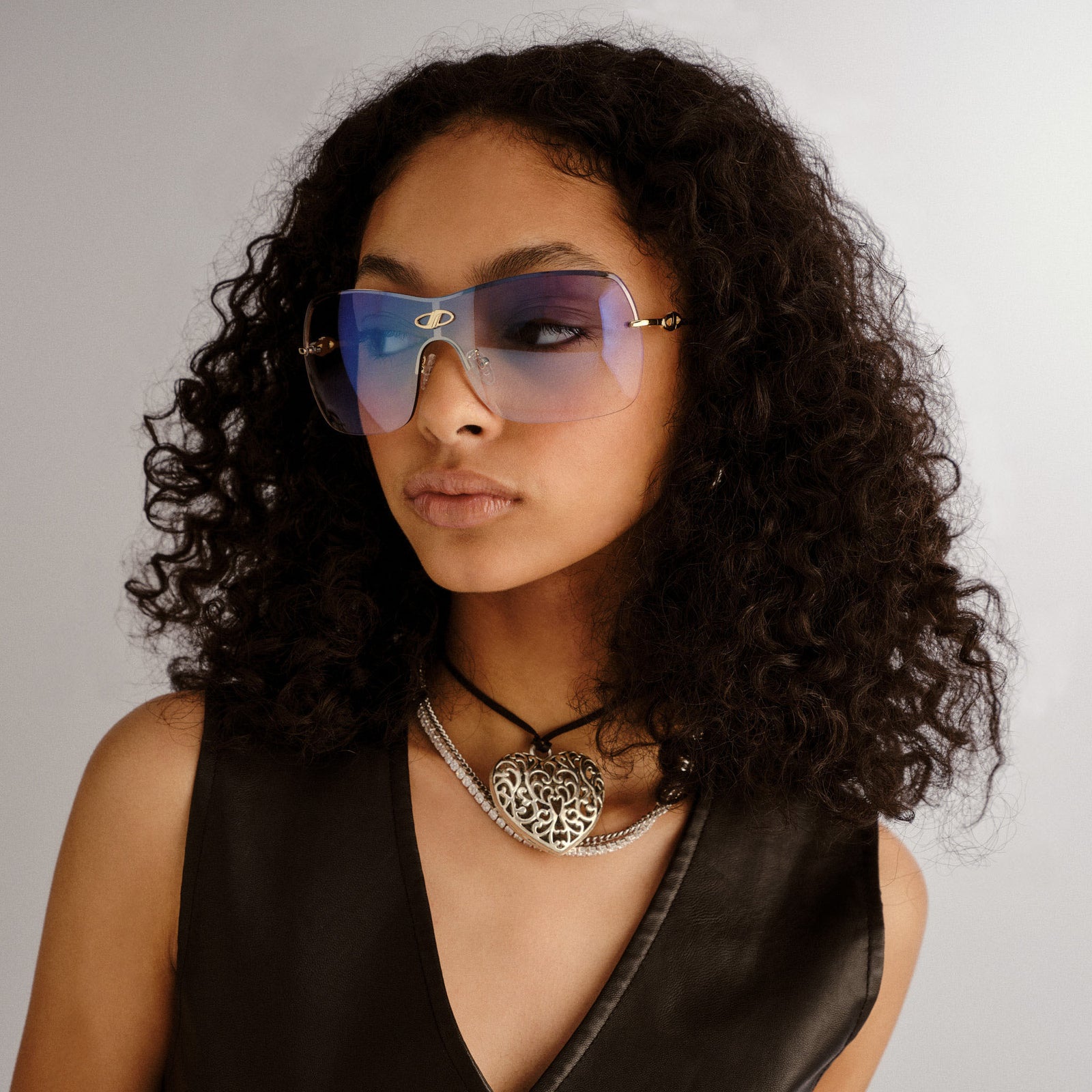 Parallel Universe Gold Female Shield Sunglasses | Le Specs