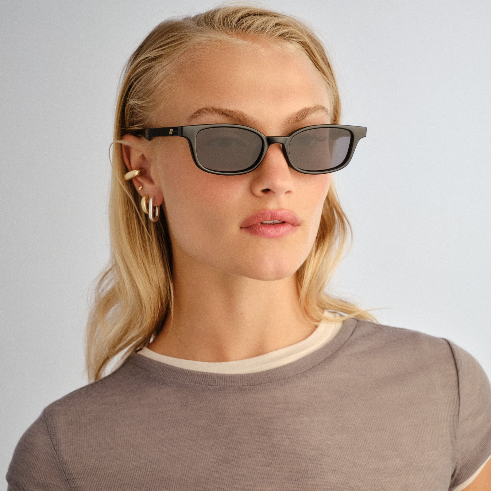 Echelon + Black Uni-Sex Rectangle Sunglasses | Le Specs