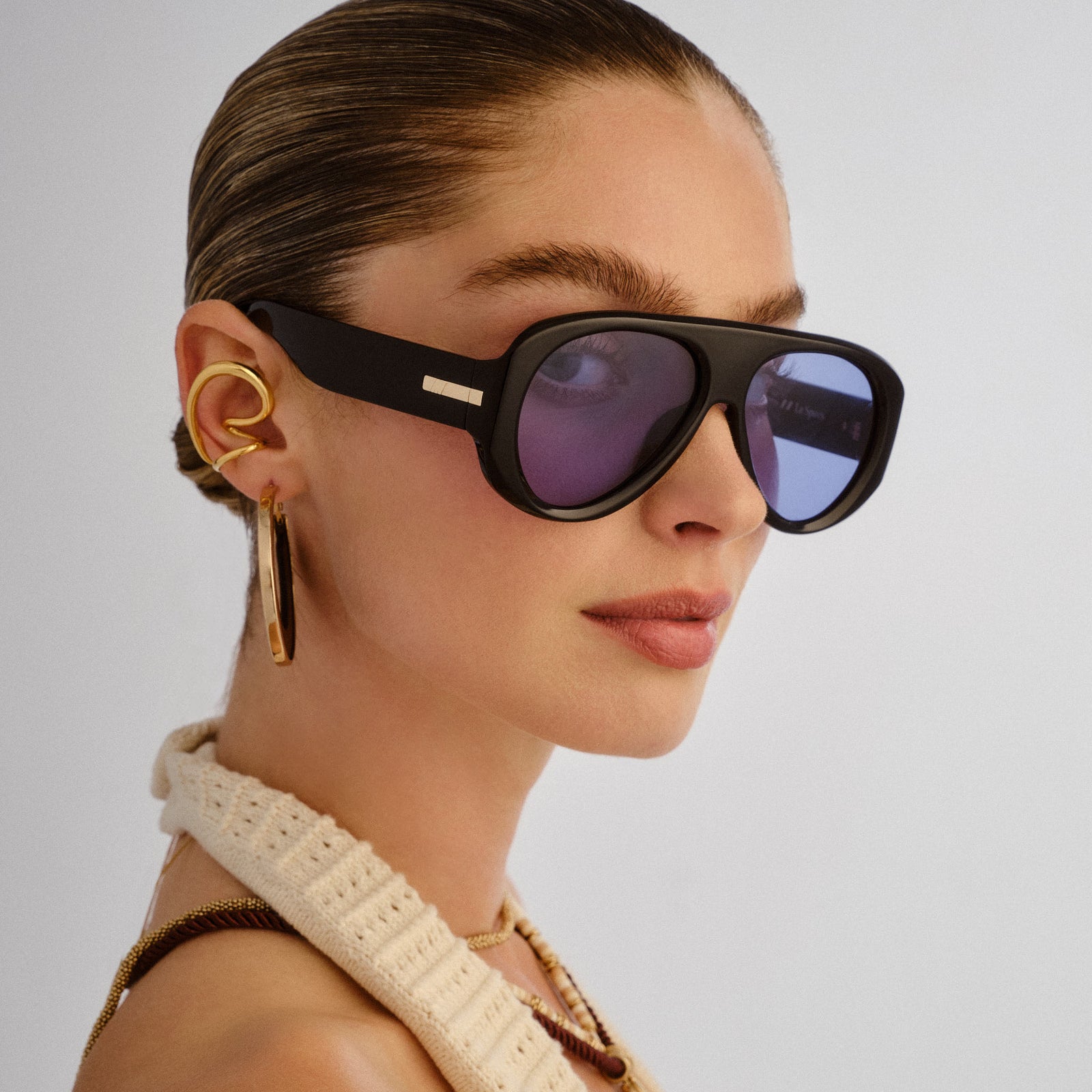 Dream Boat Black Female Aviator Sunglasses | Le Specs