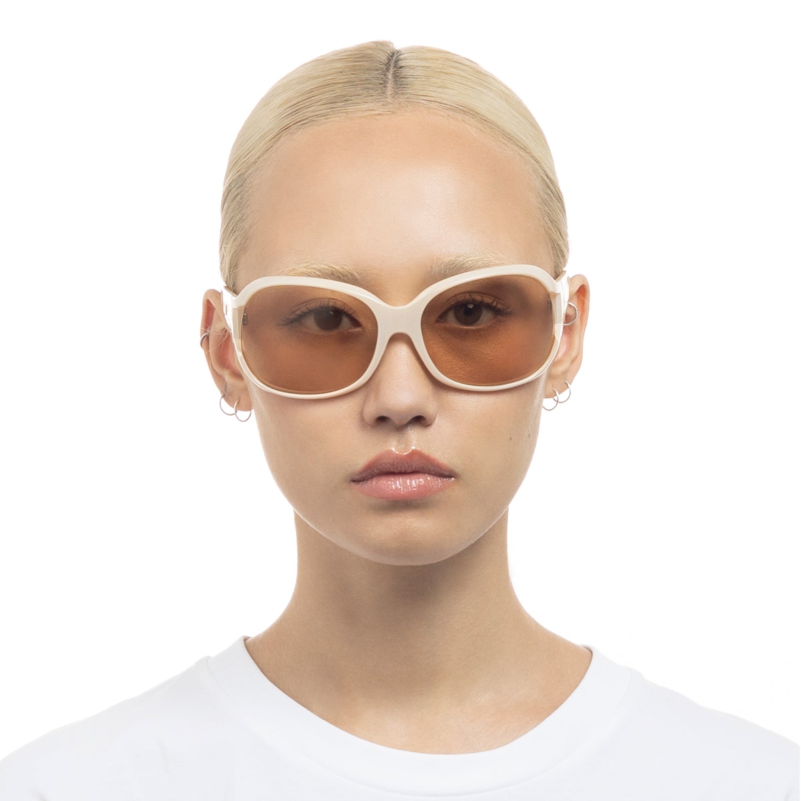 Bolshy Milky Almond Female Wrap Sunglasses | Le Specs