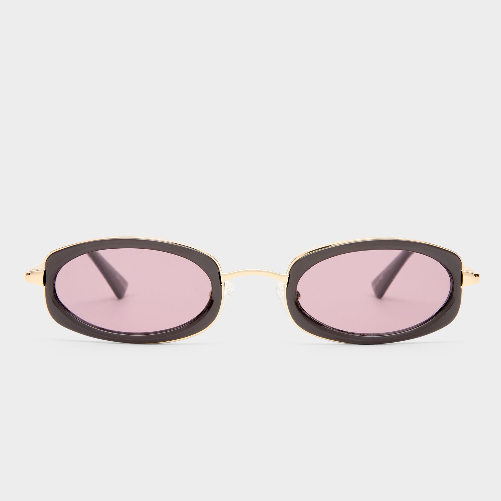 Mecharo Gold Dark Chocolate Uni-Sex Oval Sunglasses | Le Specs