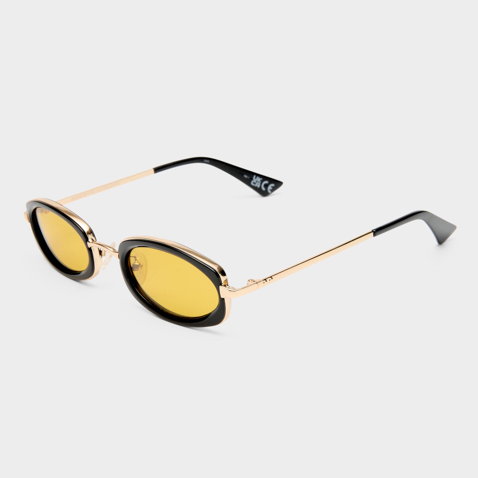Mecharo Gold Black Uni-Sex Oval Sunglasses | Le Specs