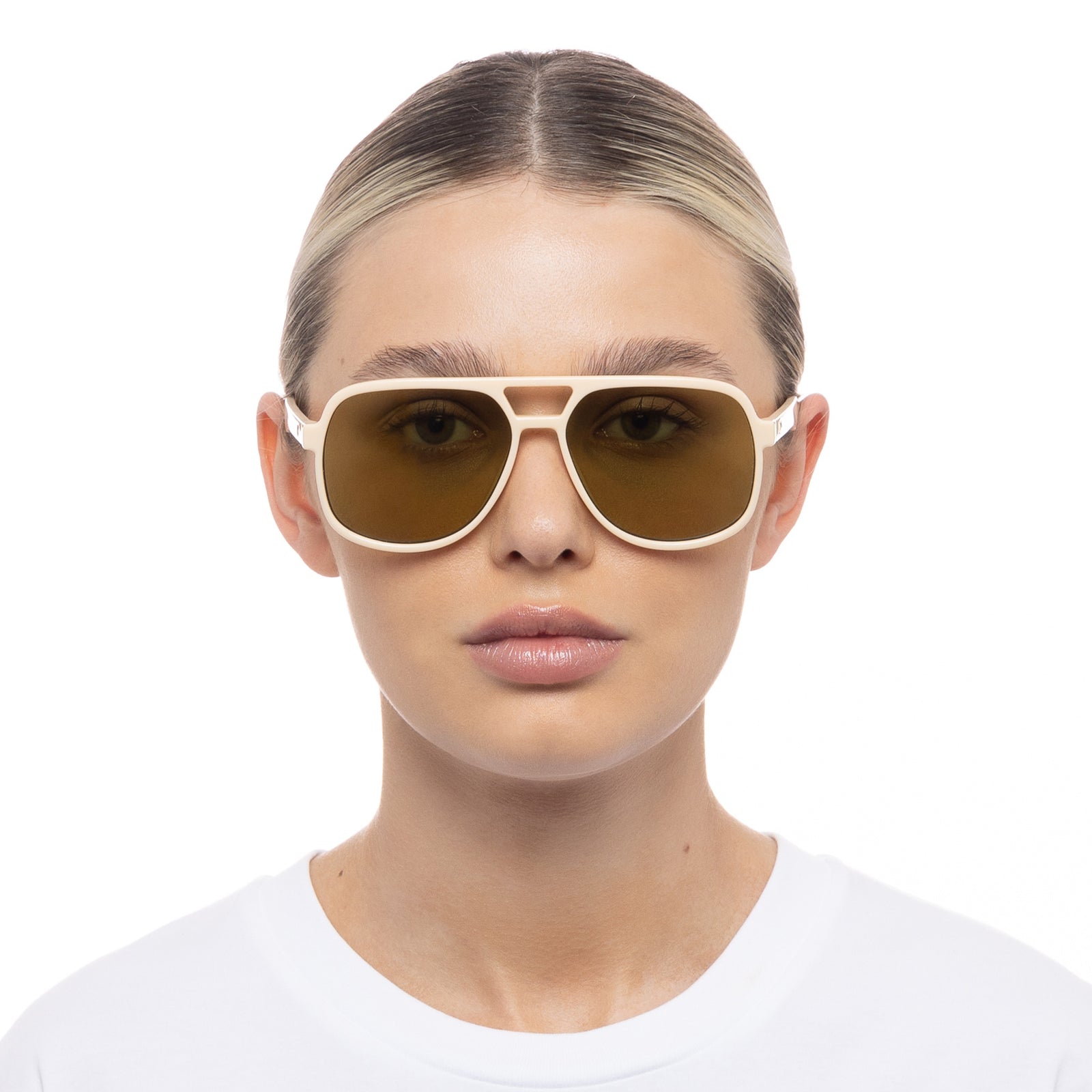 Trailbreaker Ivory Uni-Sex Aviator Sunglasses | Le Specs