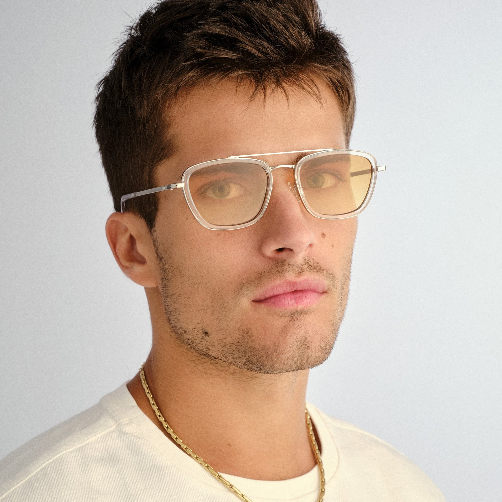 Dimetrici Diametric Silver Crystal Clear Uni-Sex Aviator Sunglasses | Le Specs