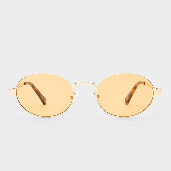 Poseidon Deux Gold Uni-Sex Oval Sunglasses | Le Specs display picture 3