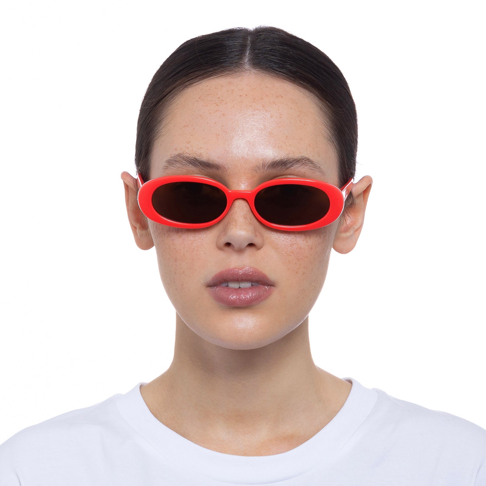 Outta Love Electric Orange Female Oval Sunglasses | Le Specs