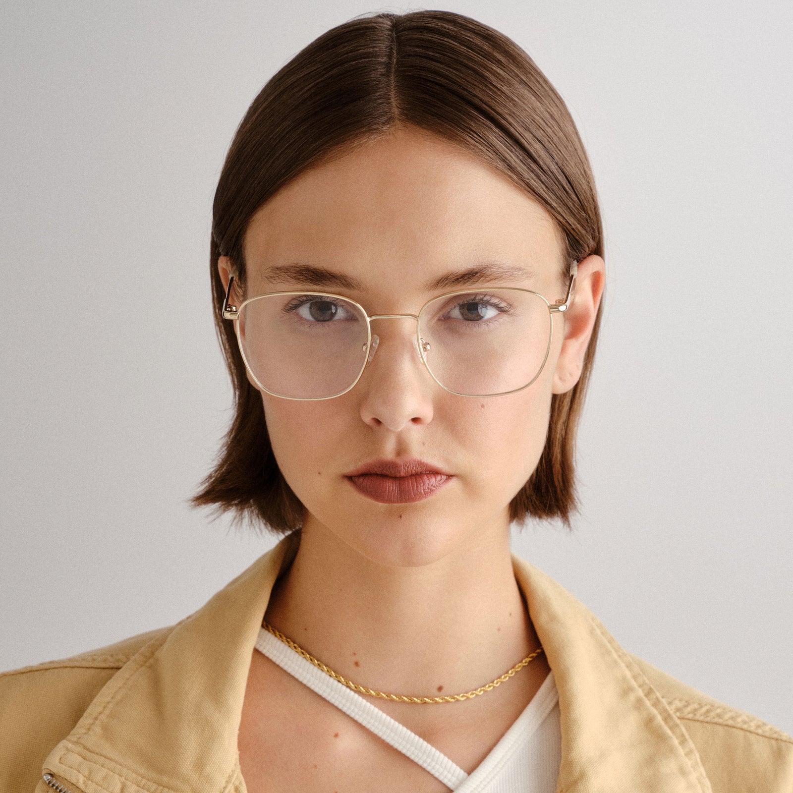 Tempus Light Gold Female Square Optical Frames | Le Specs