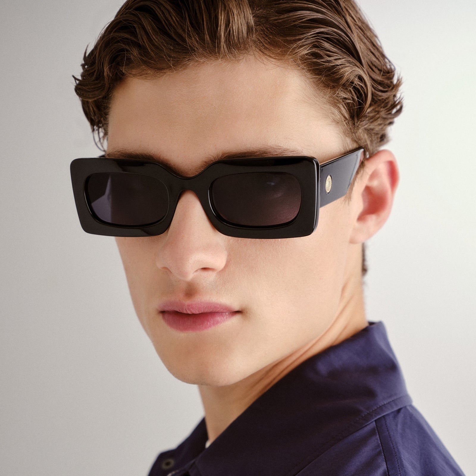 Oh Damn! Black Uni-Sex Rectangle Sunglasses Le Specs