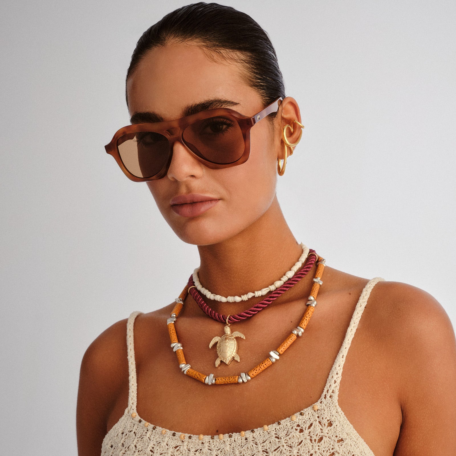 Drizzle Vintage Tort Uni-Sex Aviator Sunglasses | Le Specs