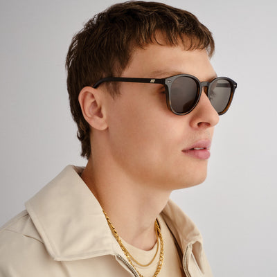 Bandwagon Black Tort Uni-Sex Round Sunglasses | Le Specs