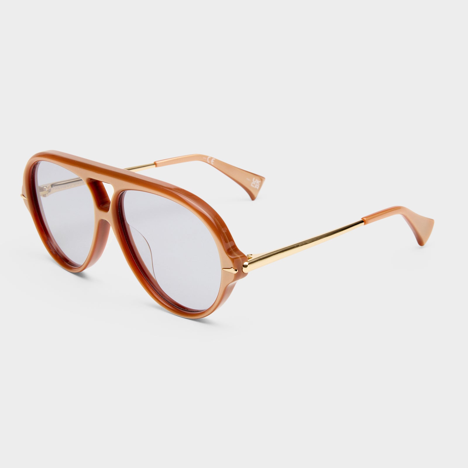 Numero Once Champagne Velvet Female Aviator Sunglasses | Le Specs