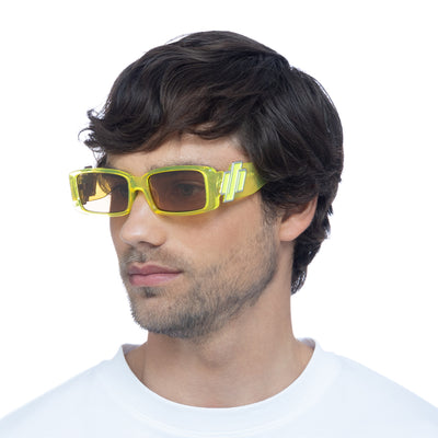 Cruel Intentions Hyper Yellow Uni-Sex Rectangle Sunglasses | Le Specs