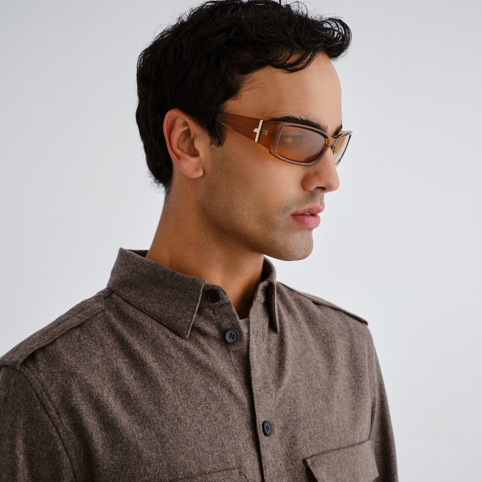Du Jour Ochre Uni-Sex Rectangle Sunglasses | Le Specs