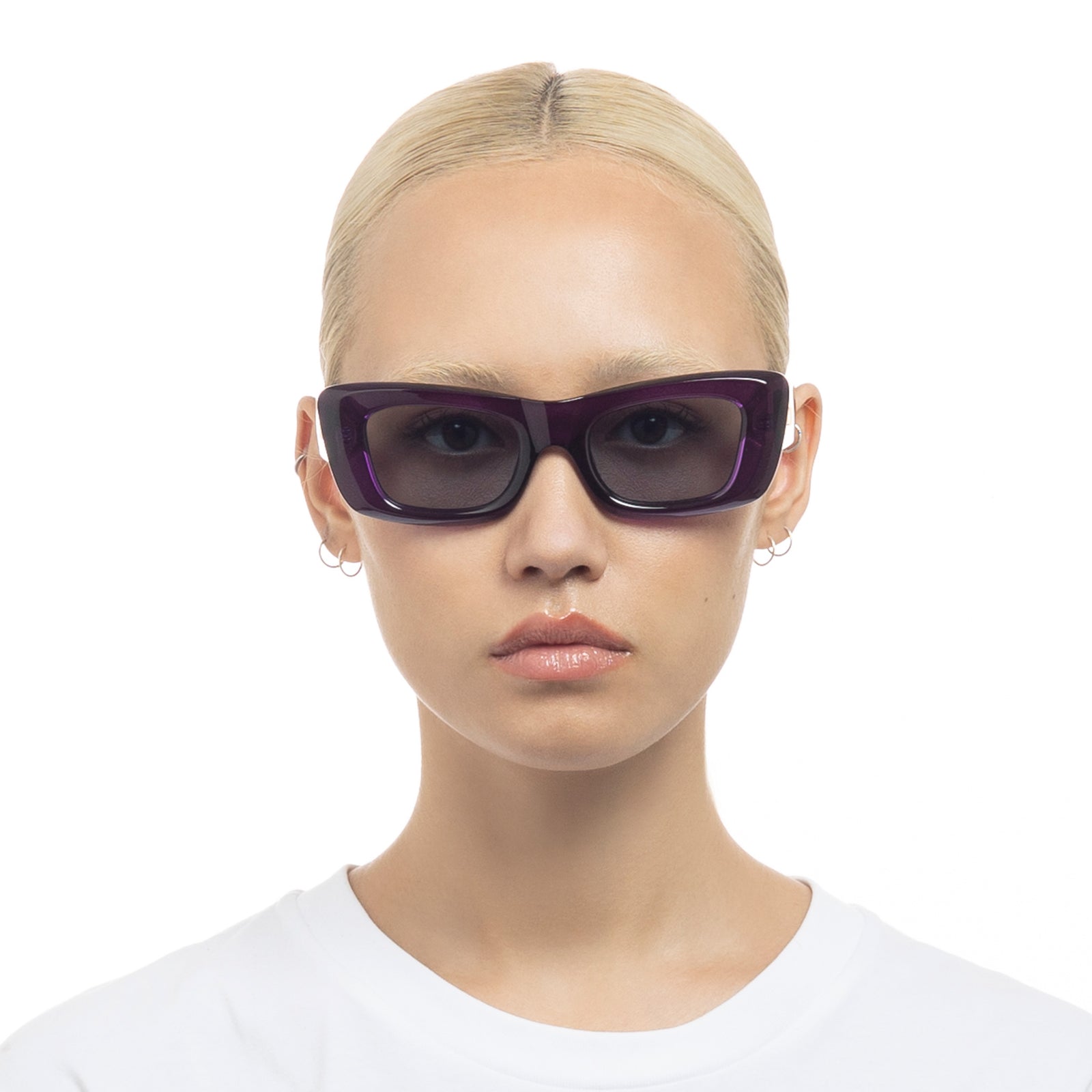 Dopamine Dark Violet Uni-Sex Rectangle Sunglasses | Le Specs