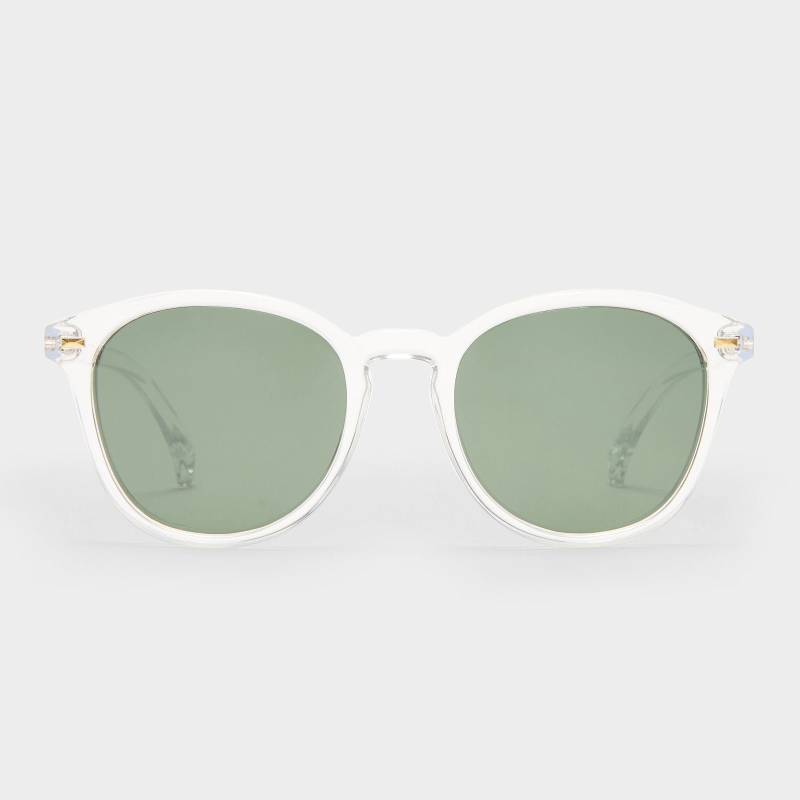 Bandwagon Crystal Clear Uni-Sex Round Sunglasses | Le Specs