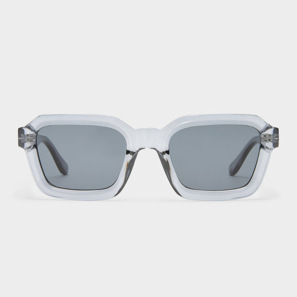 Le Specs Pewter Gray Transparent Square Sunglasses No Biggie Pewter Uni-Sex Square Sunglasses | Le Specs main image 3