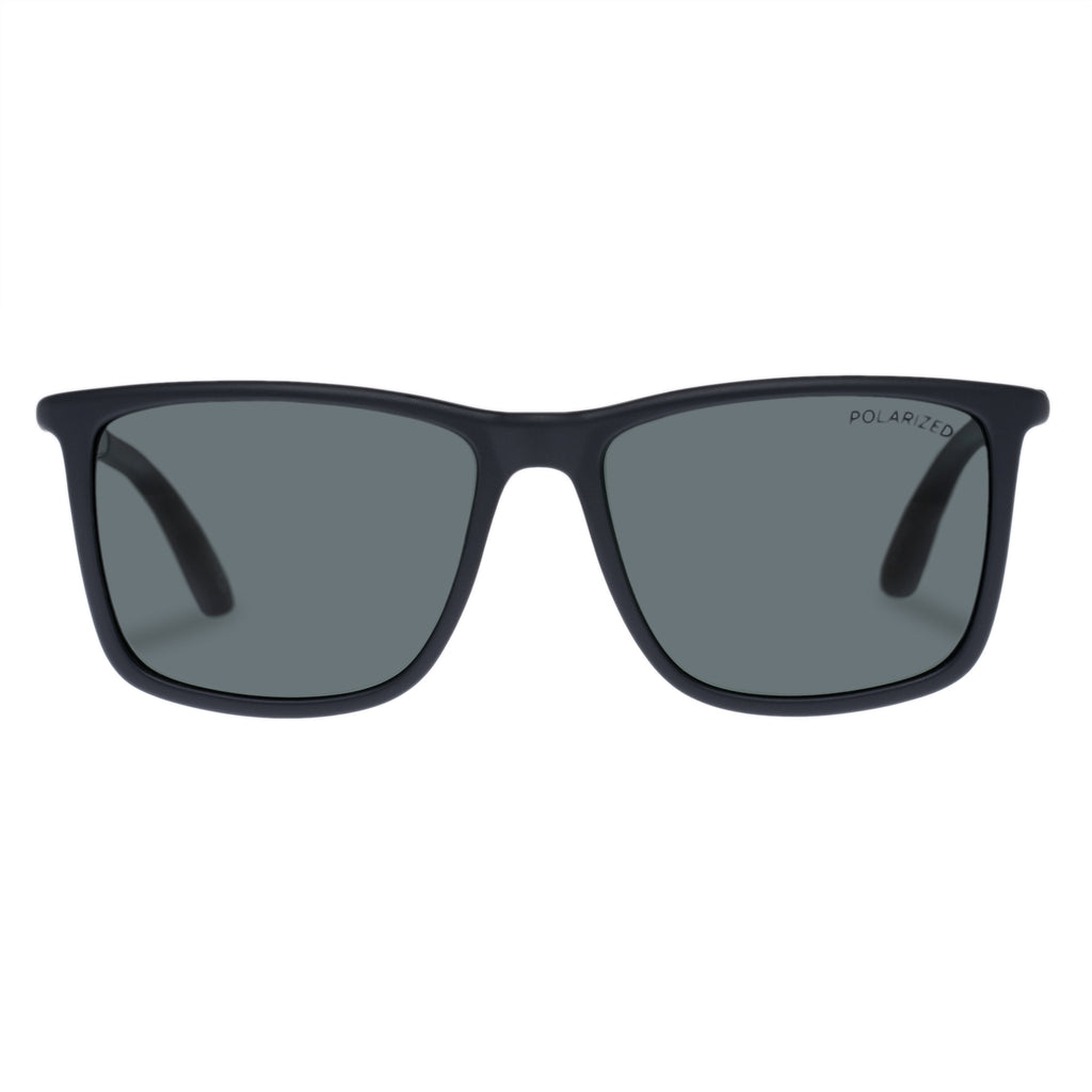 Tweedledum Matte Black Polarized Men's D-Frame Sunglasses | Le Specs