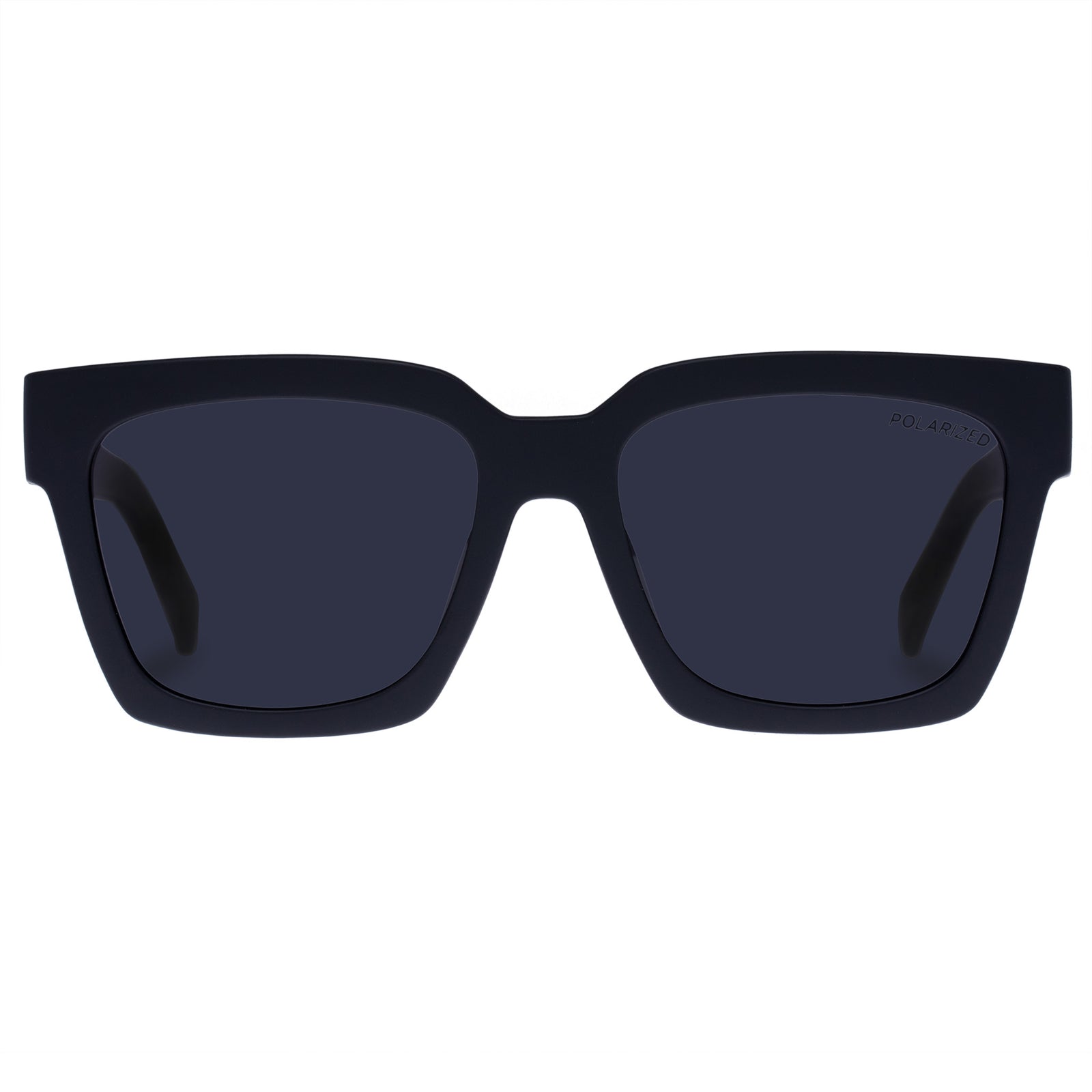 Weekend Riot Matte Black Polarized Uni-Sex D-Frame Sunglasses | Le Specs