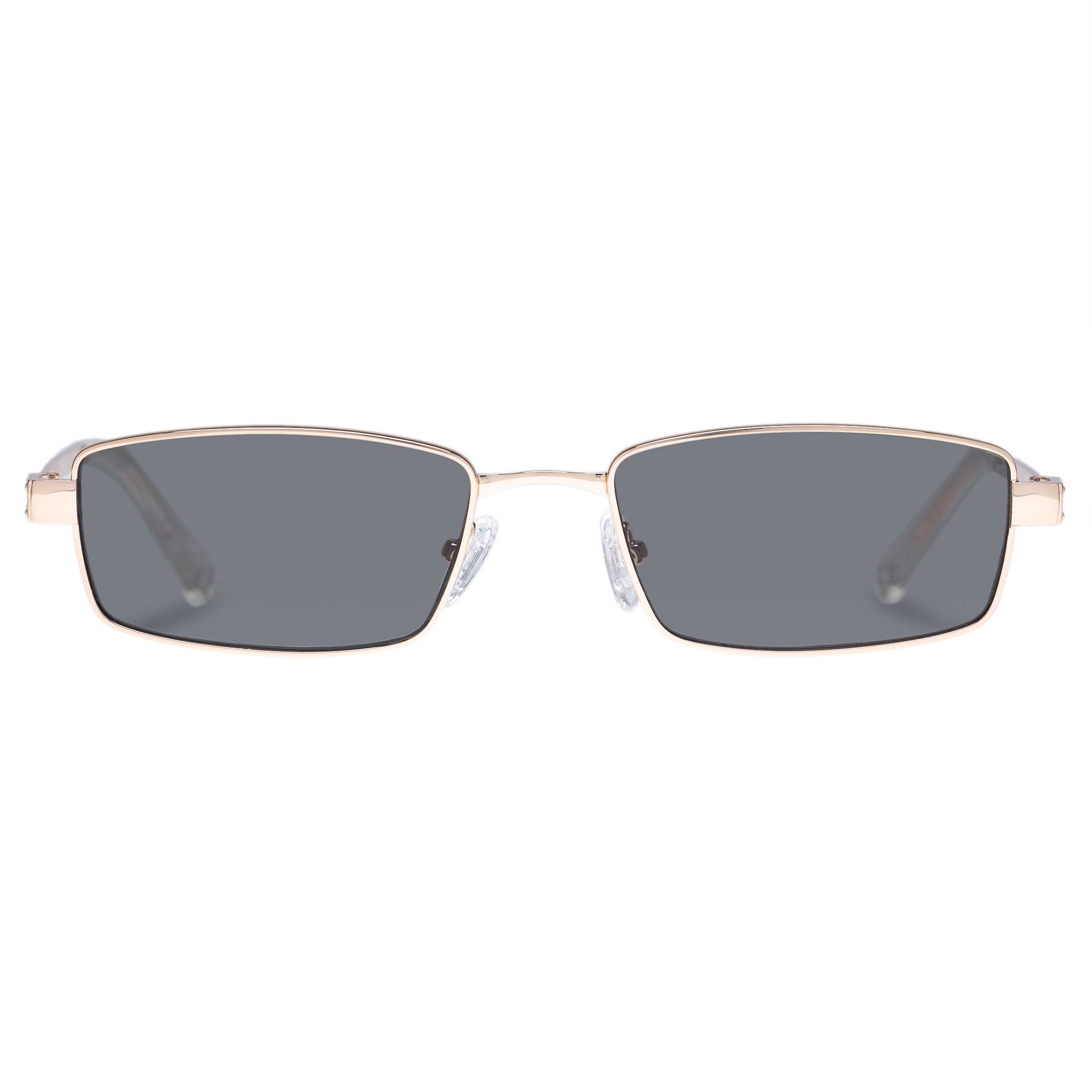 Bizarro Bright Gold Clear Uni-Sex Rectangle Sunglasses | Le Specs