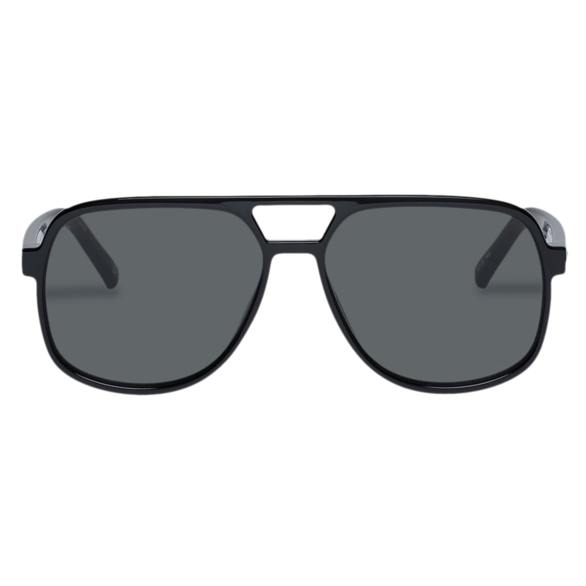 Drizzle Black Uni-Sex Aviator Sunglasses | Le Specs