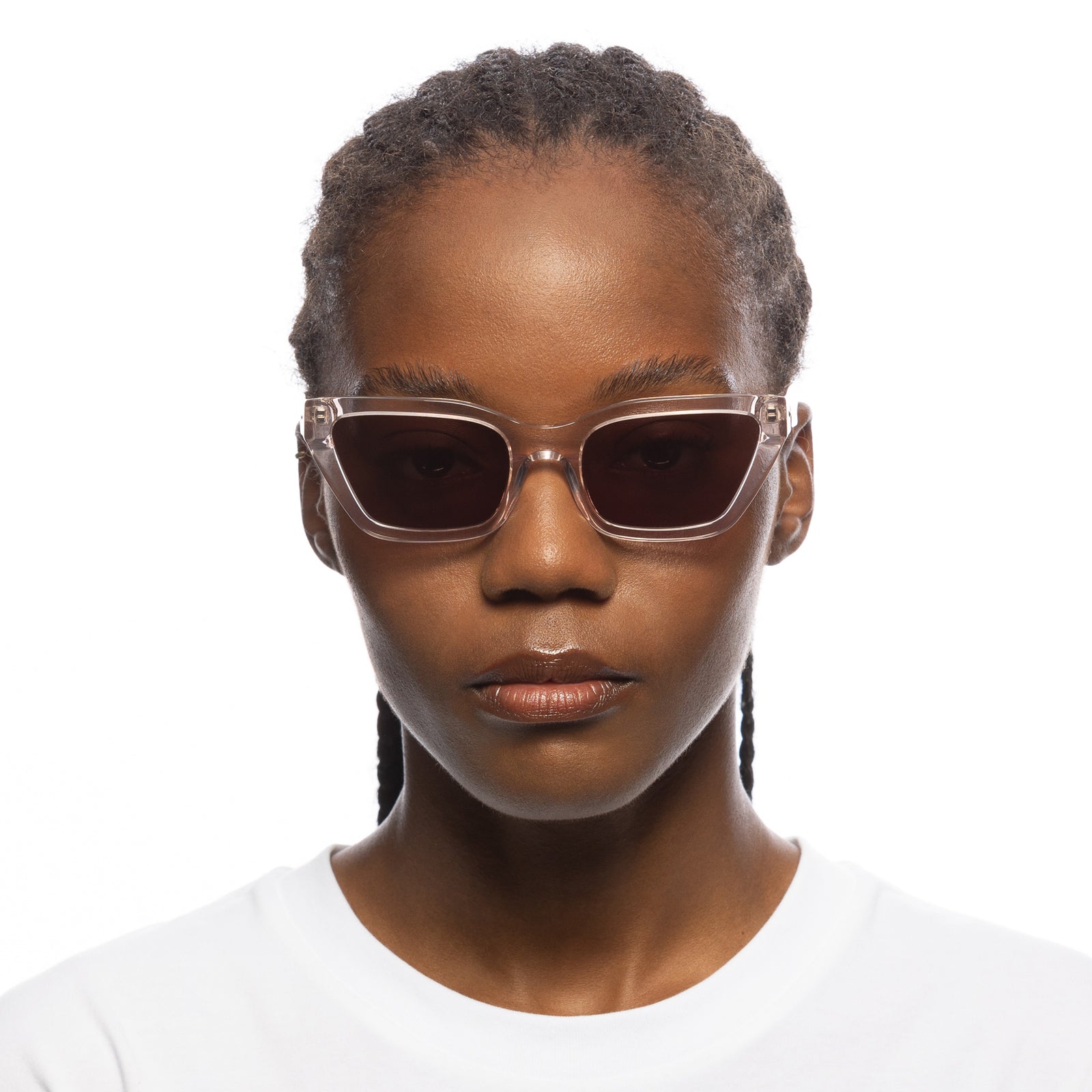 Bio-Tron Champagne Female Cat-Eye Sunglasses | Le Specs