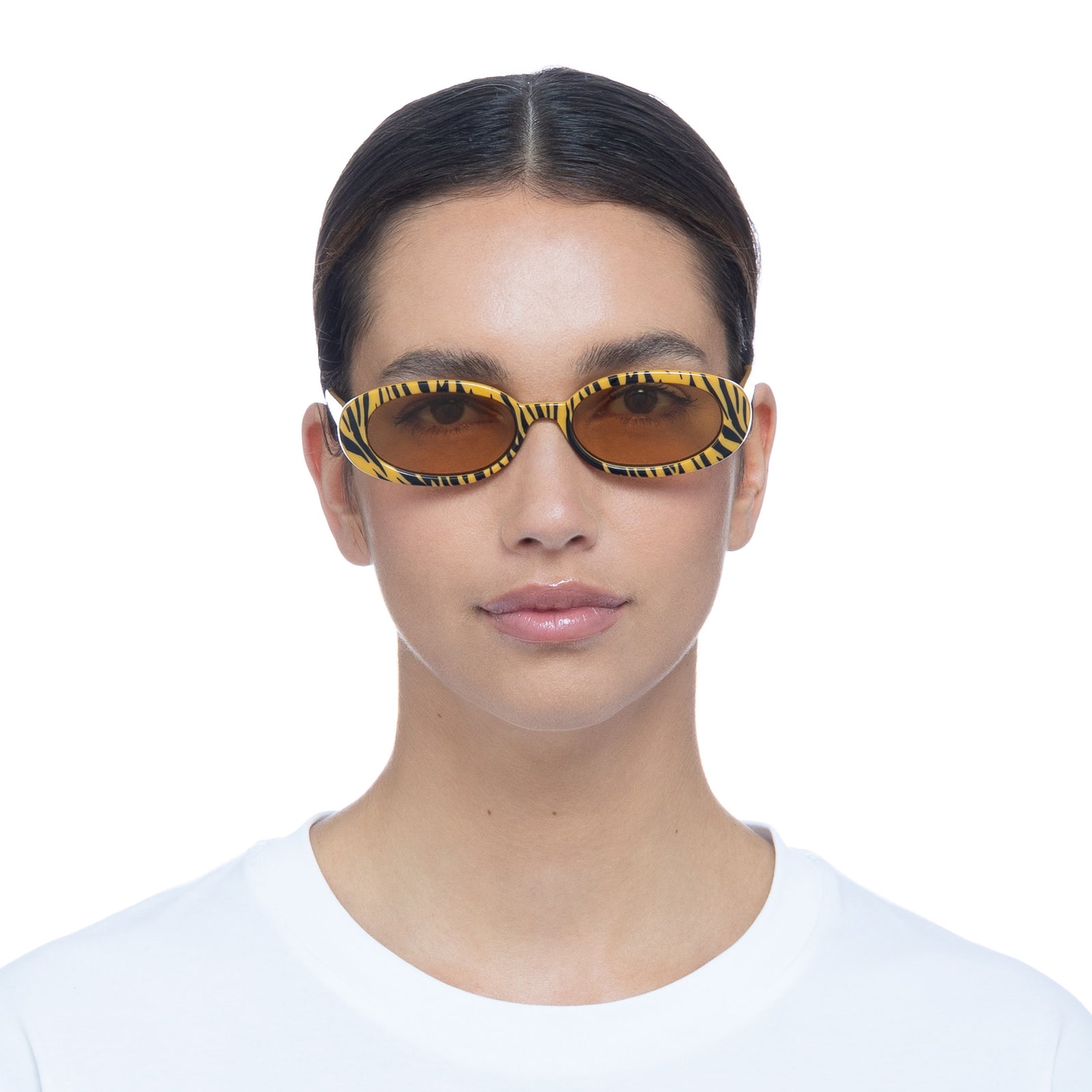 Outta Love Yellow Tiger Uni-Sex Oval Sunglasses | Le Specs