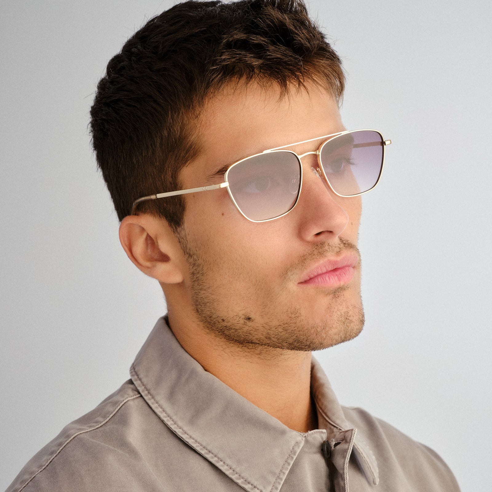 Diametric Ii Bright Gold Uni-Sex Aviator Sunglasses | Le Specs
