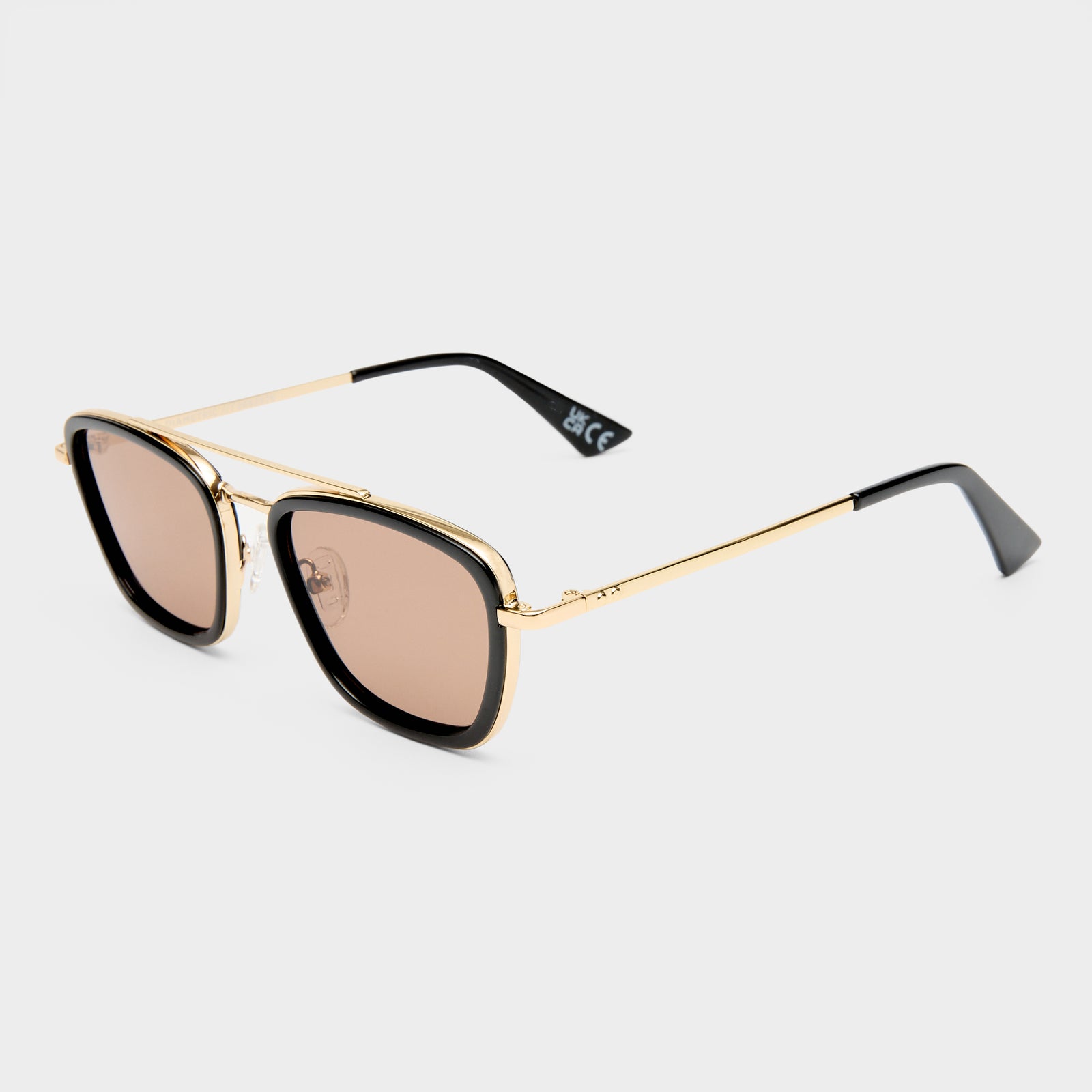 Diametric Gold Black Uni-Sex Aviator Sunglasses | Le Specs