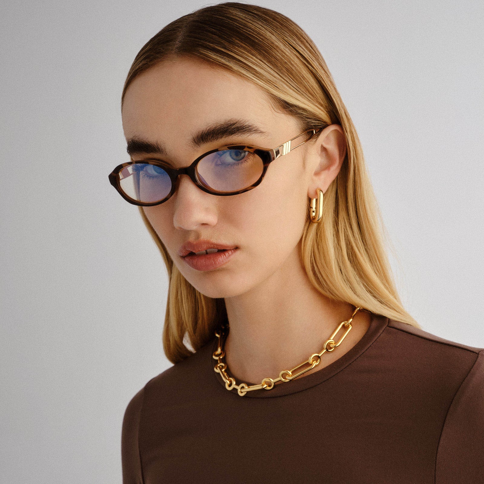 Lunita Tort Female Octagon Blue Light | Le Specs