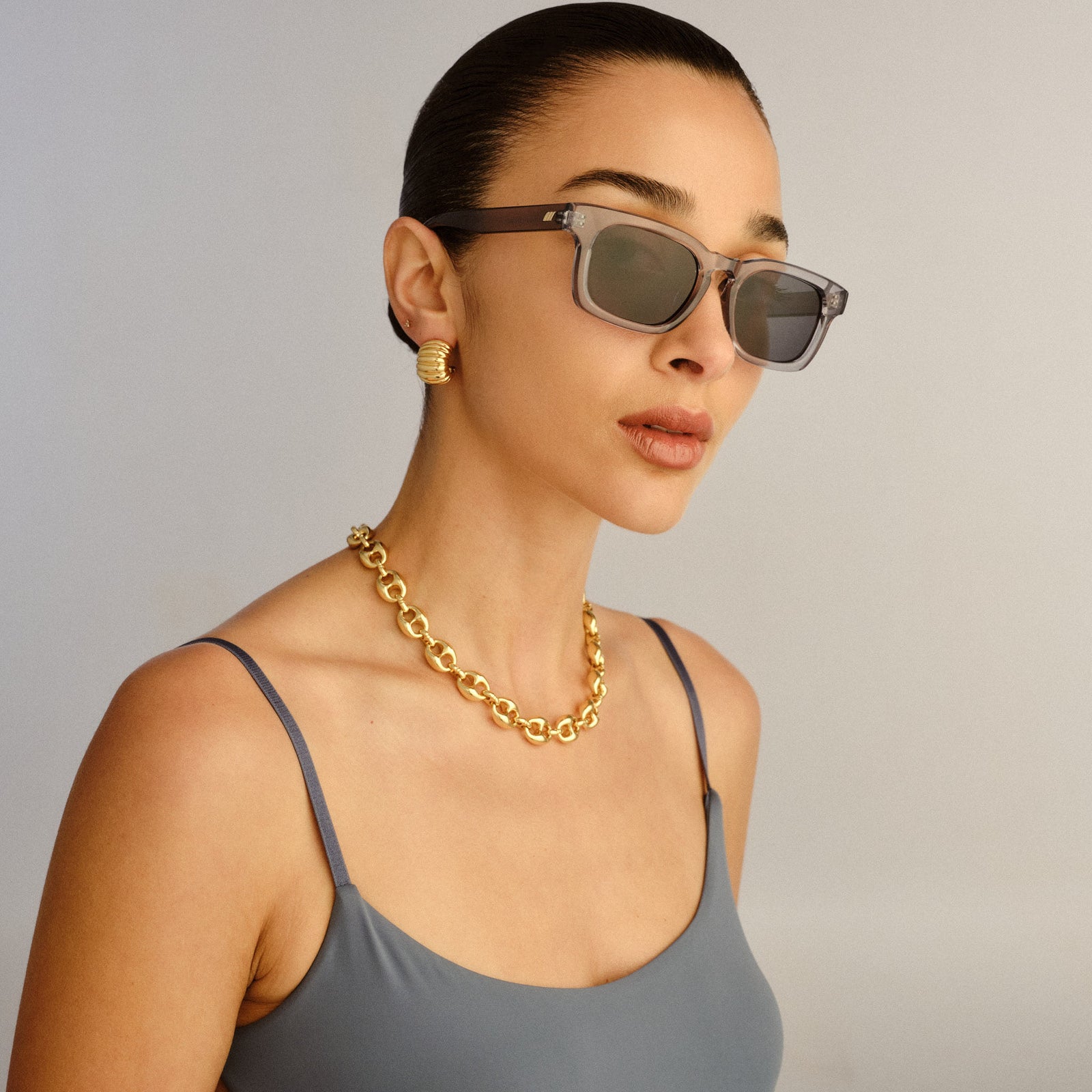 Iceberg + Pewter Uni-Sex Square Sunglasses | Le Specs