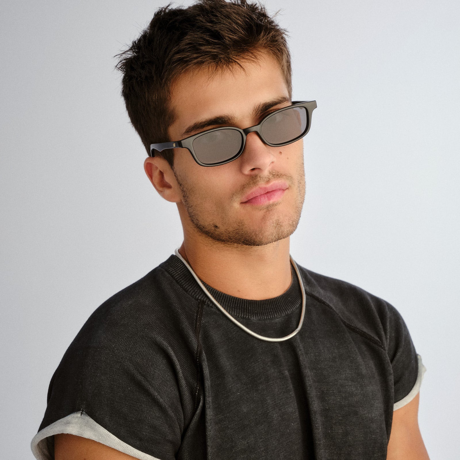 Echelon + Black Uni-Sex Rectangle Sunglasses | Le Specs