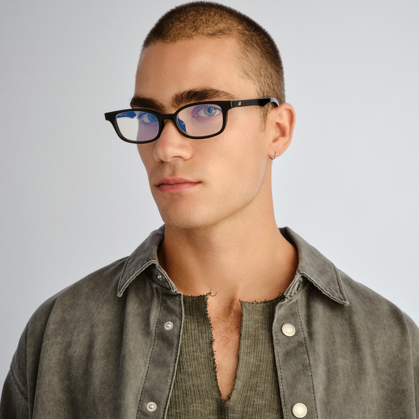 Echelon + Black Uni-Sex Rectangle Blue Light | Le Specs