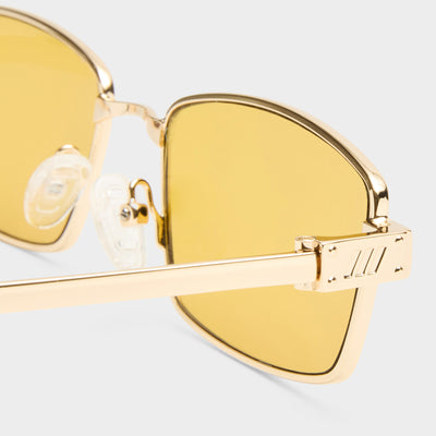 Bizarro Bright Gold Uni-Sex Rectangle Sunglasses | Le Specs