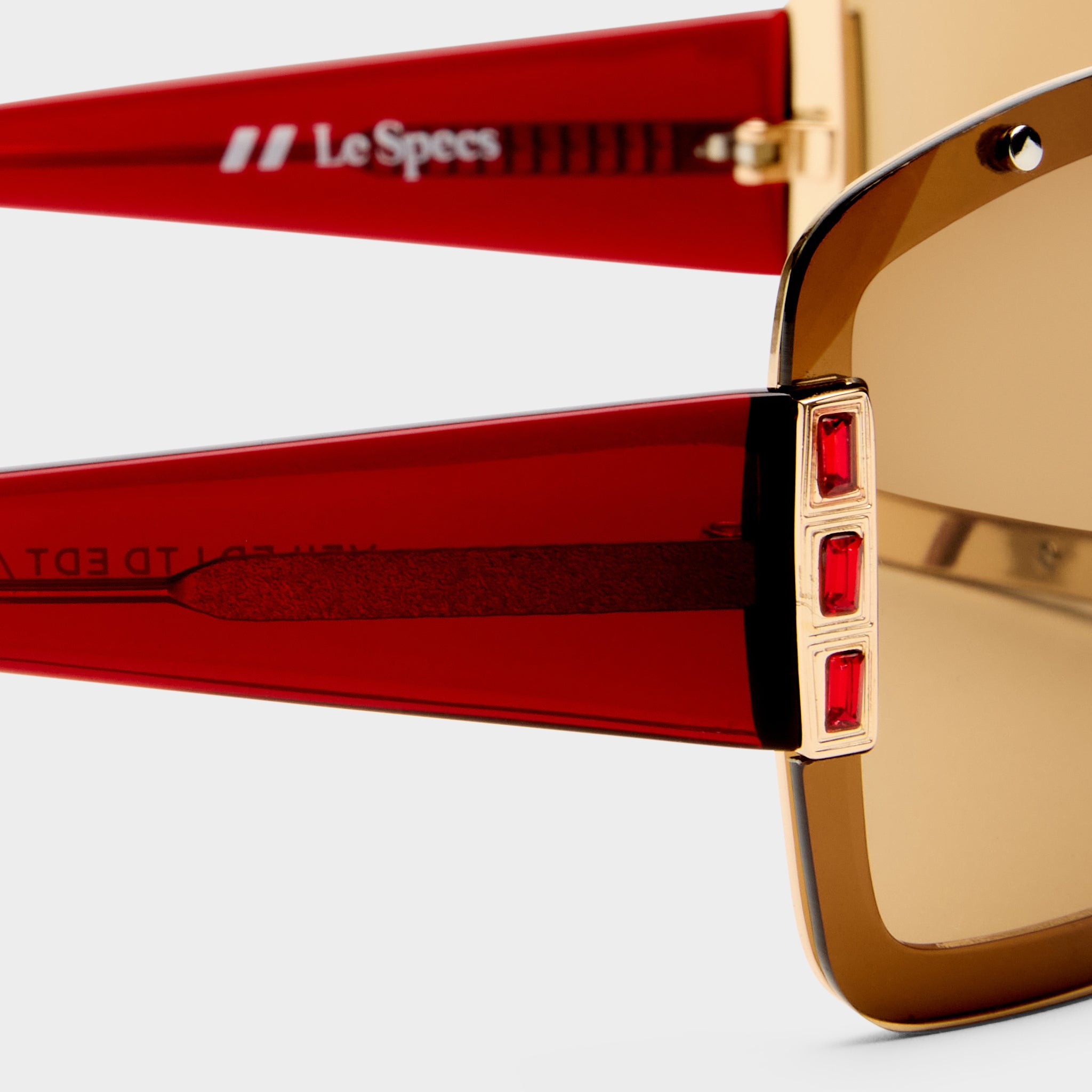 Veiled Bright Gold Vermilion Female Shield Sunglasses | Le Specs