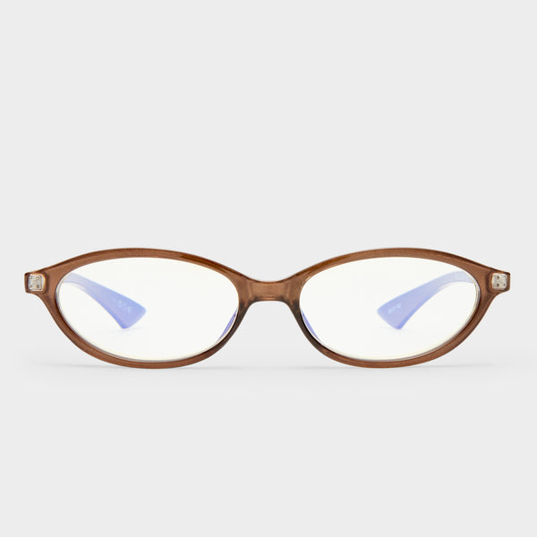 Duskfall Dark Cocoa Female Oval Blue Light | Le Specs