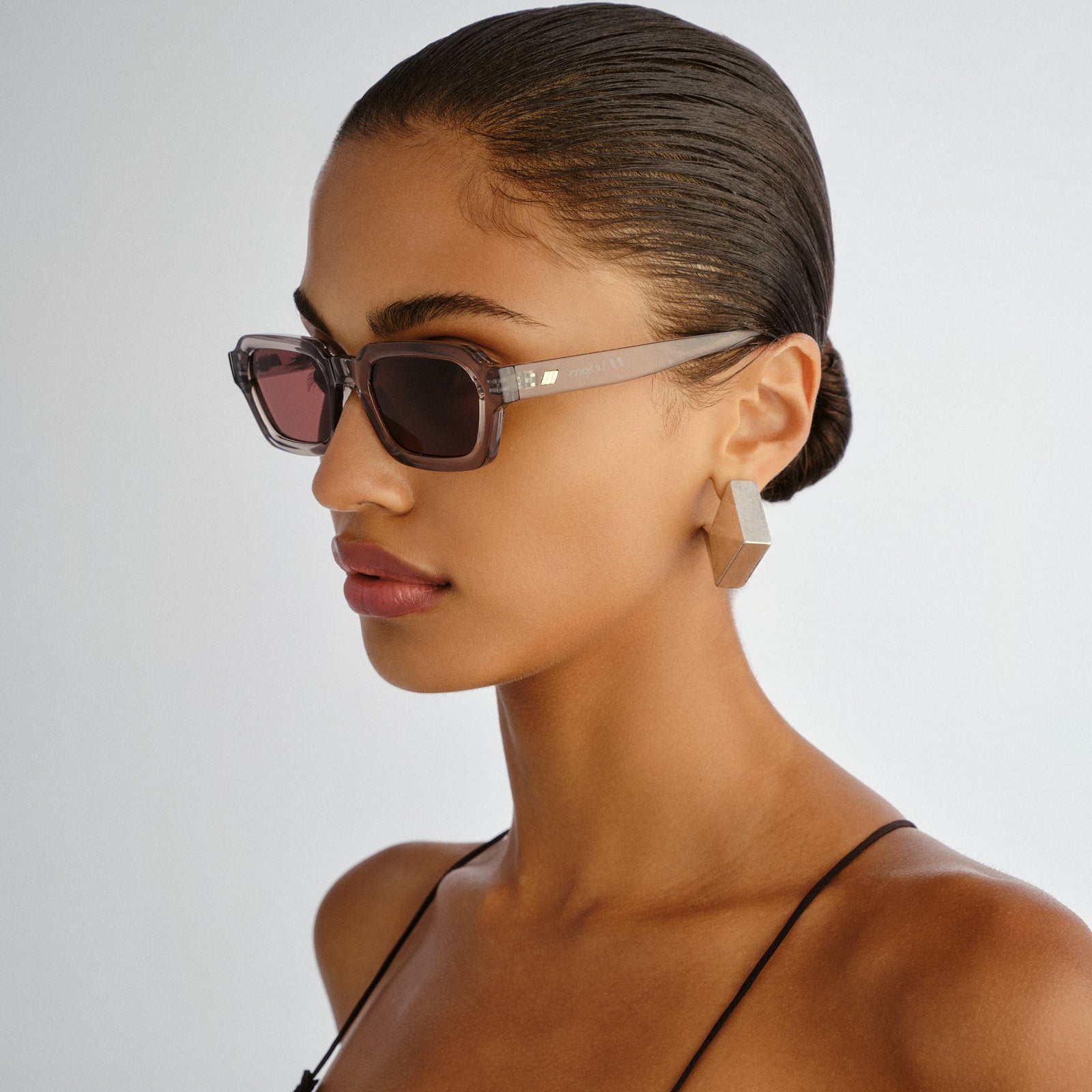 Tension + Warm Grey Uni-Sex Rectangle Sunglasses | Le Specs
