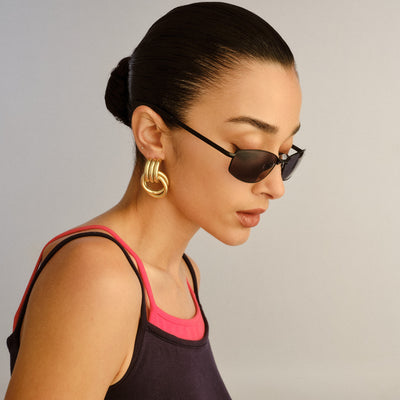 Star Beam Matte Black Uni-Sex Wrap Sunglasses | Le Specs