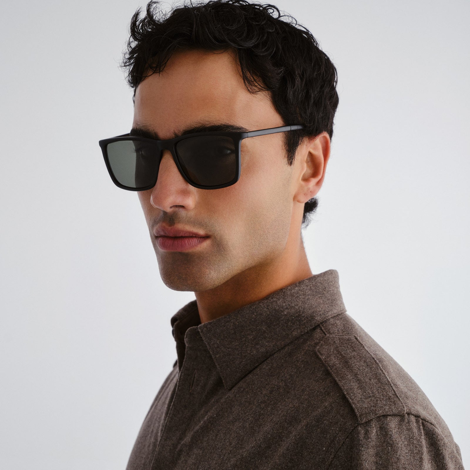 Tweedledum Matte Black Male D-Frame Sunglasses | Le Specs