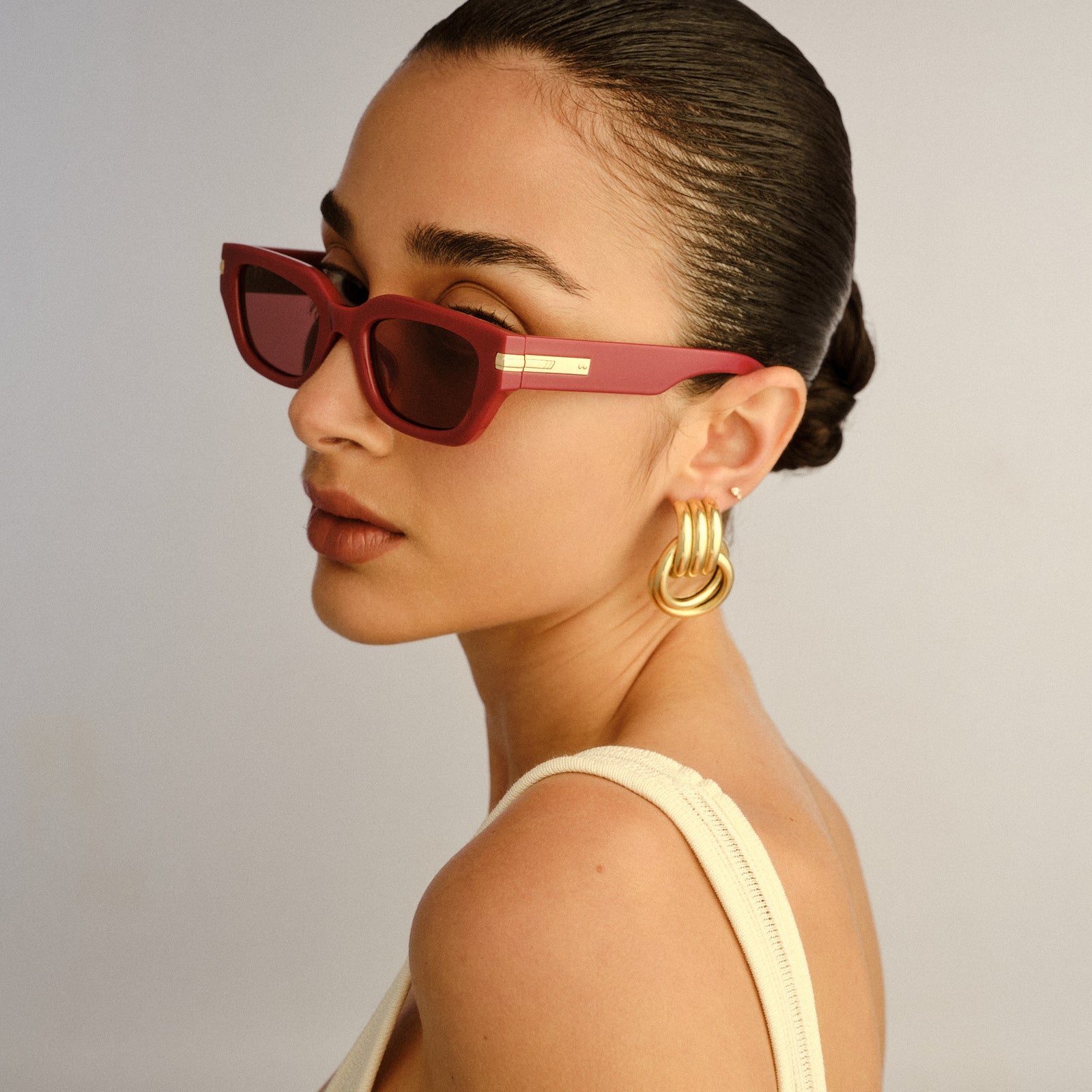 Cubito + Burgundy Uni-Sex D-Frame Sunglasses | Le Specs