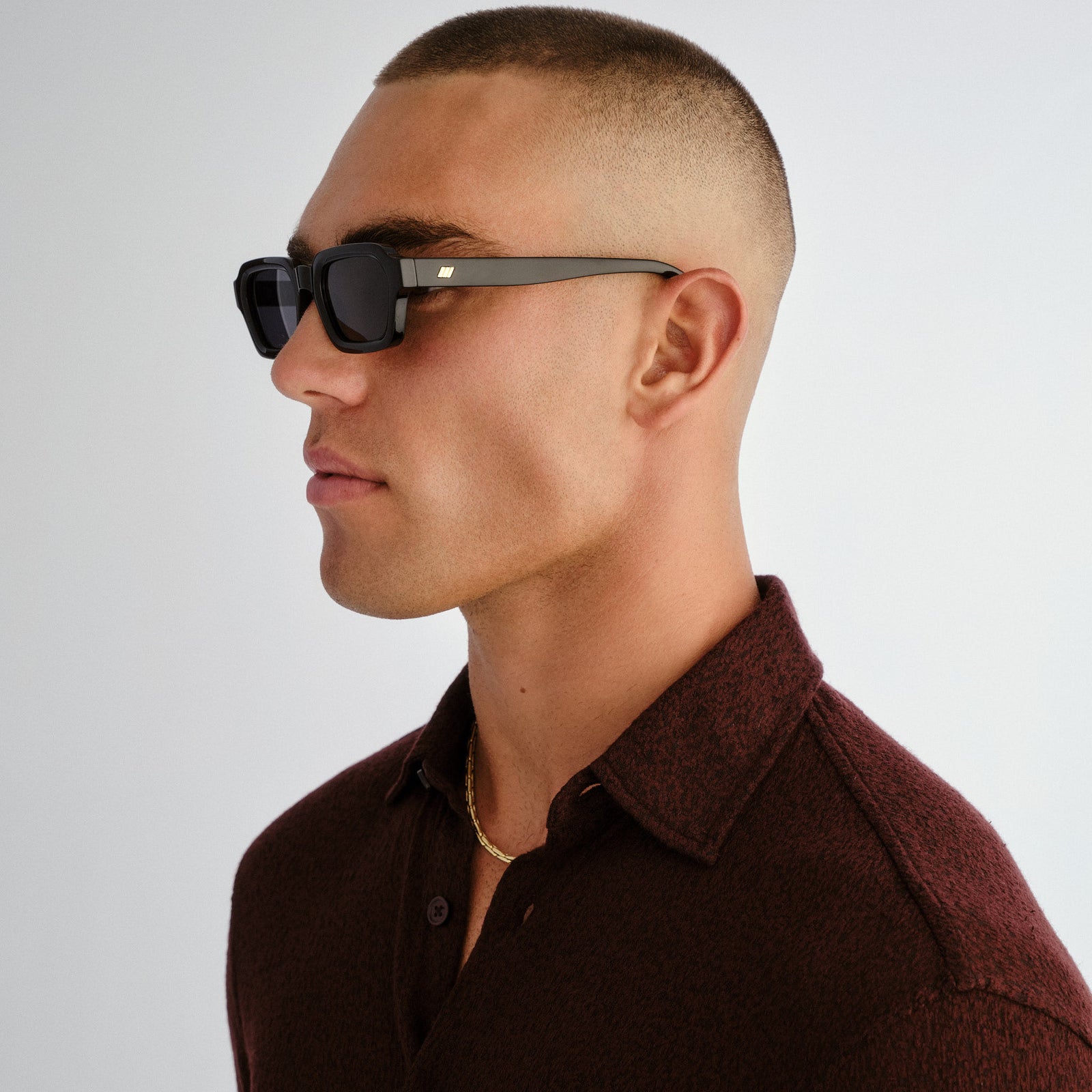 Tension + Black Uni-Sex Rectangle Sunglasses | Le Specs