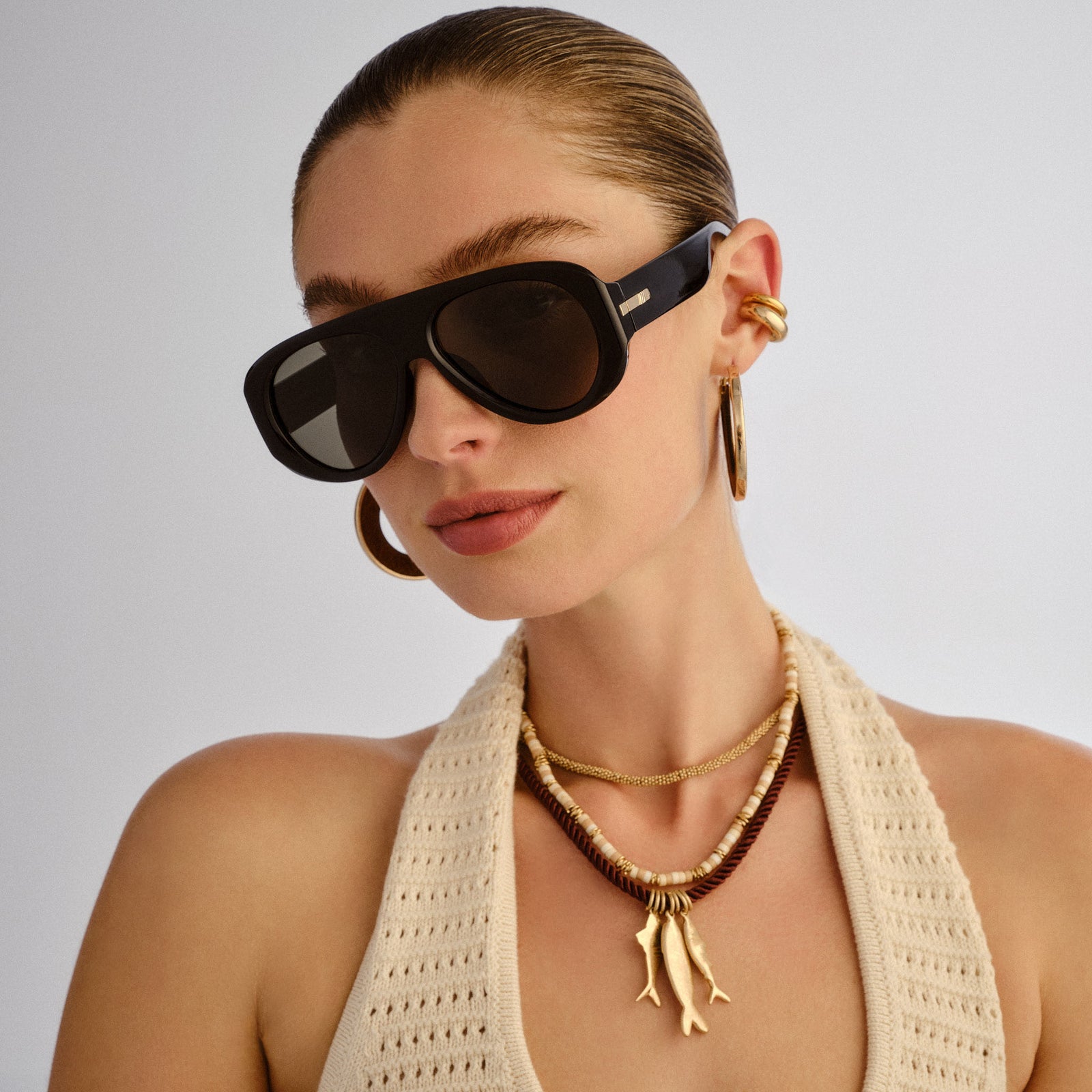 Dream Boat Black Female Aviator Sunglasses | Le Specs